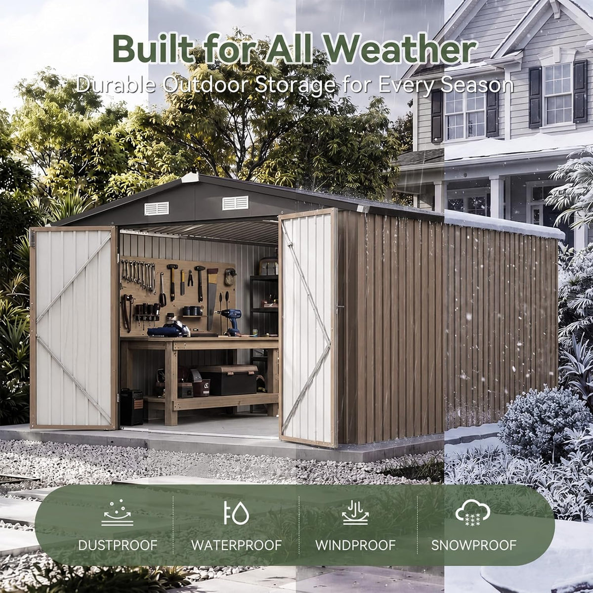 aoxun10x12 ft shed outdoor storage shed with floor showing dimensions