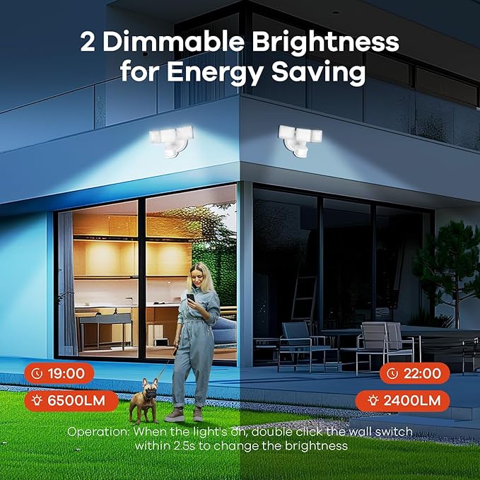 OREiN 42W 6500LM Motion Sensor Outdoor Flood Light, Hardwired LED Security Light