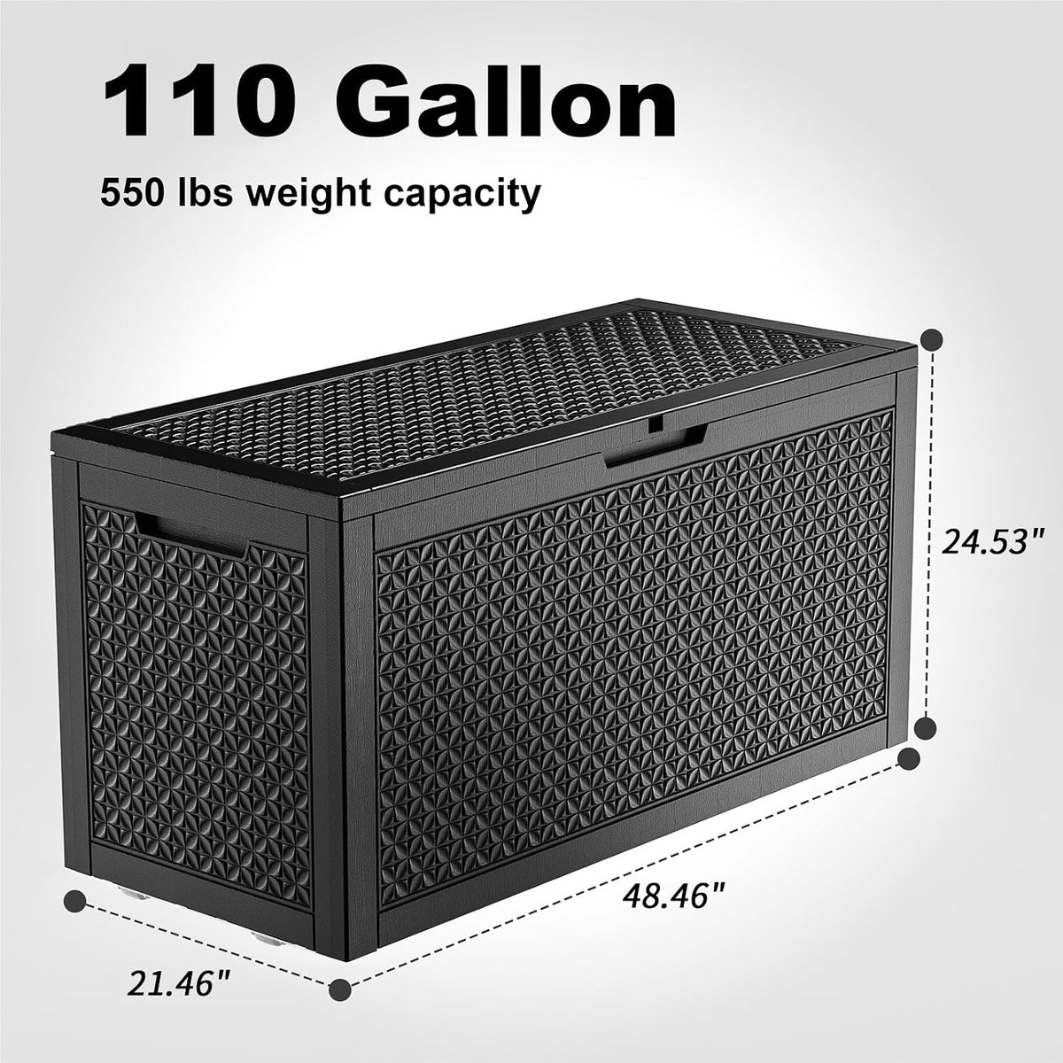 rojik 110 gallon deck box outdoor, waterproof outdoor, package contents