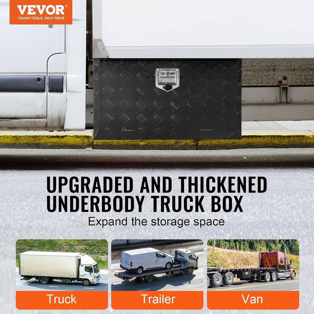 vevor underbody truck box, 36"×14"×16" pickup storage box shown in use
