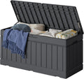 78 Gallon Deck Box Outdoor Indoor Waterproof Storage Box, Gray