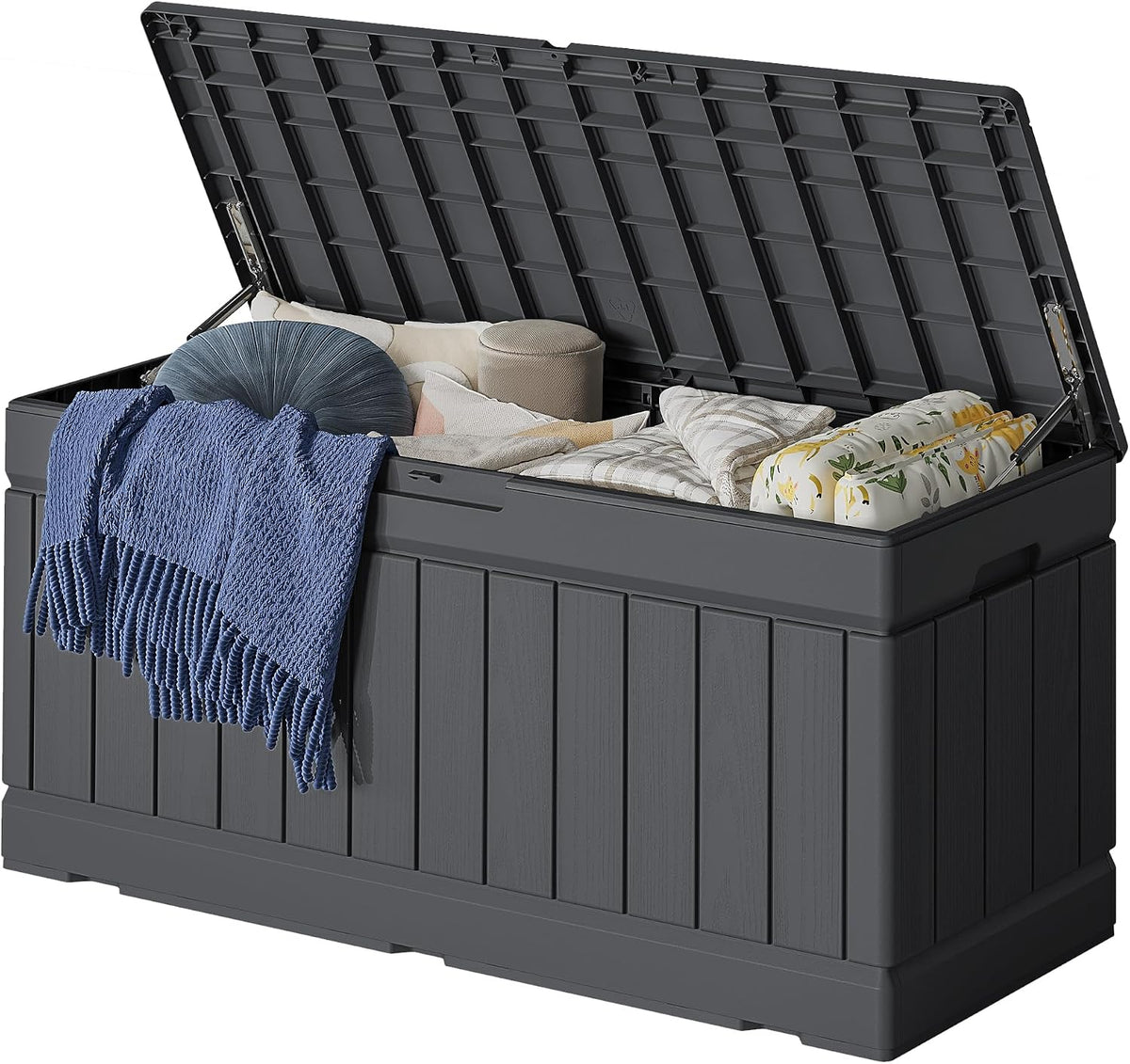 78 Gallon Deck Box Outdoor Indoor Waterproof Storage Box, Gray