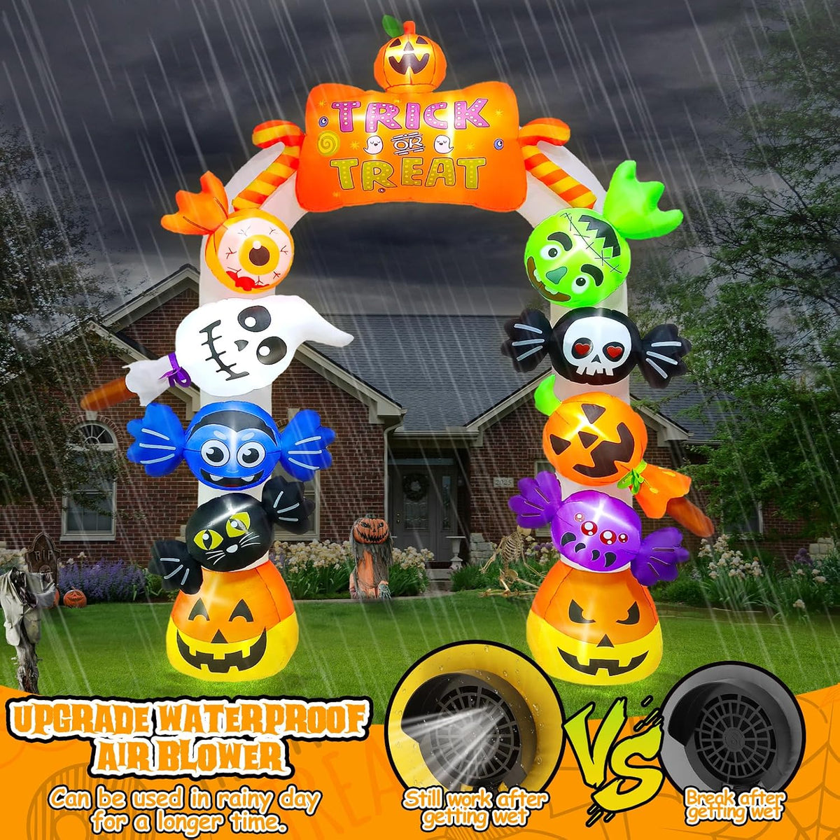 Kalolary 10FT Tall Halloween Inflatables Archway Candy Ghost