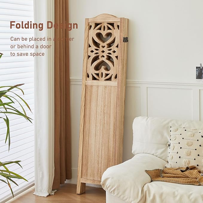 ALeesing 6 Panel Room Divider Fully Assembled, Carved Room Dividers and Folding