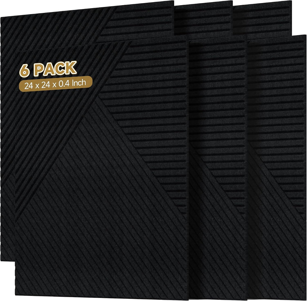 Autorific Acoustic Wall Panels, 6 Pack Total Size 72 x 48 Inches, Self-Adhesive