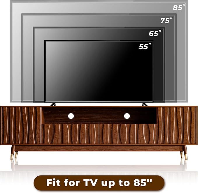 ATJafurn 78‘’ Brown Walnut Finish TV Stand