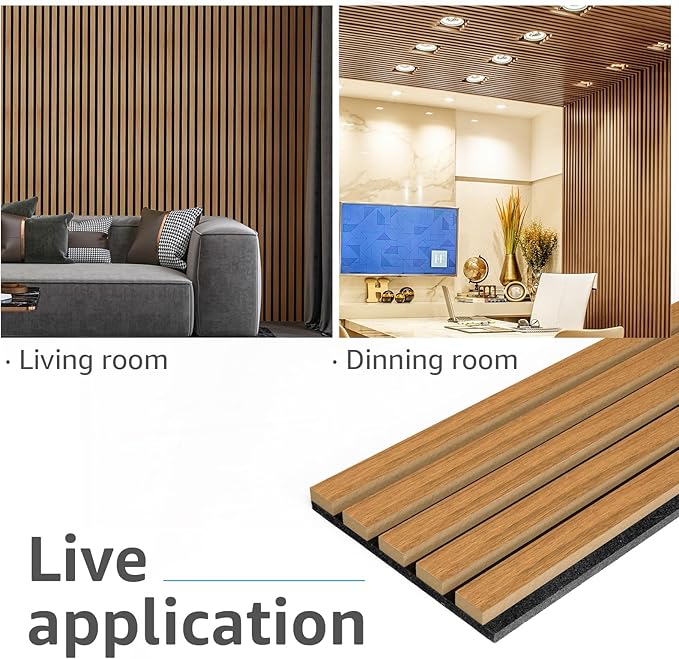 Art3d 4-Pack 94.5 x 7.9 inch Acoustic Wood Slat Wall Panels