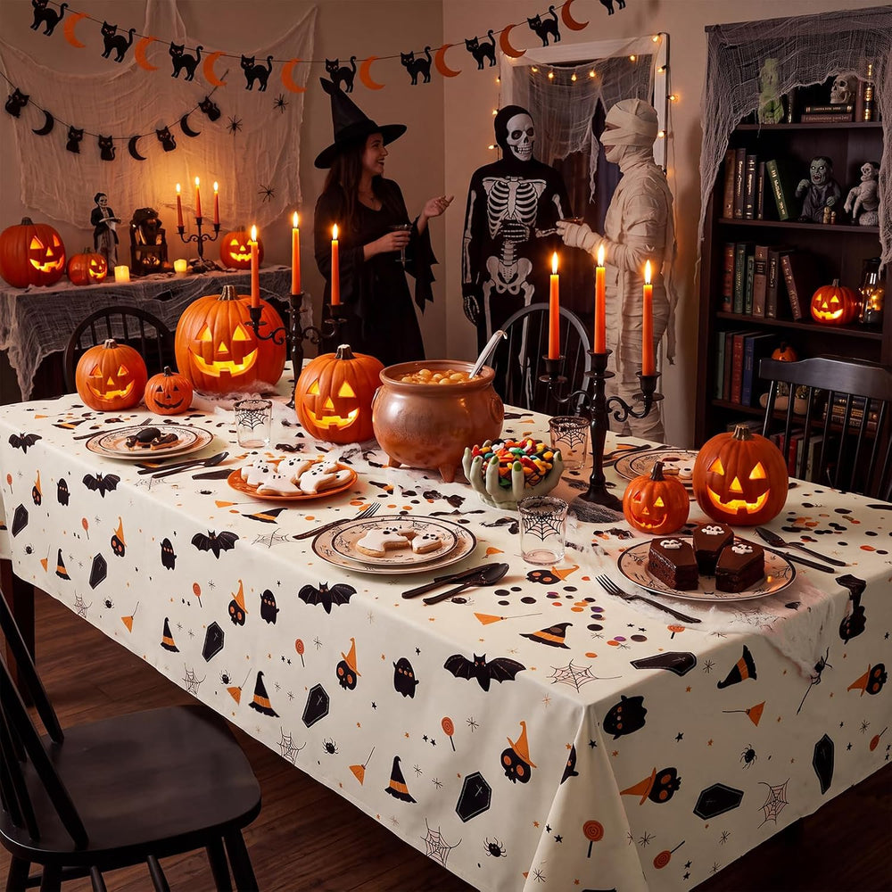 CXPSINC 54 Inch X 300 Feet Plastic Table Cover Roll Disposable Halloween Tabl...