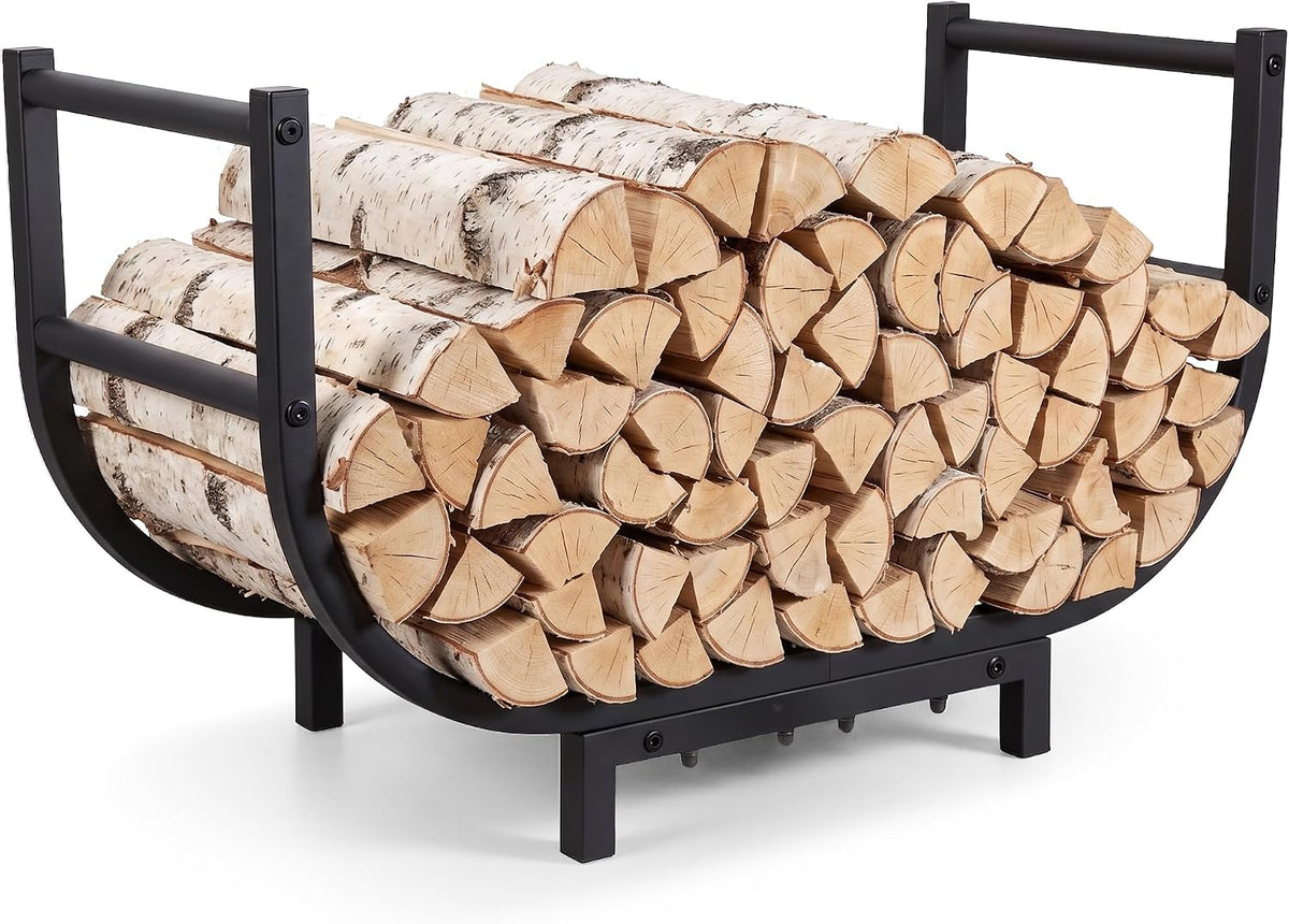 YQBRAO 24-Inch Firewood Rack, 500 lb Heavy-Duty Steel Log Holder