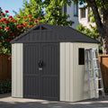 Greesum 8x6FT Plastic Outdoor Storage Shed with Floor, Resin Sheds, Beige