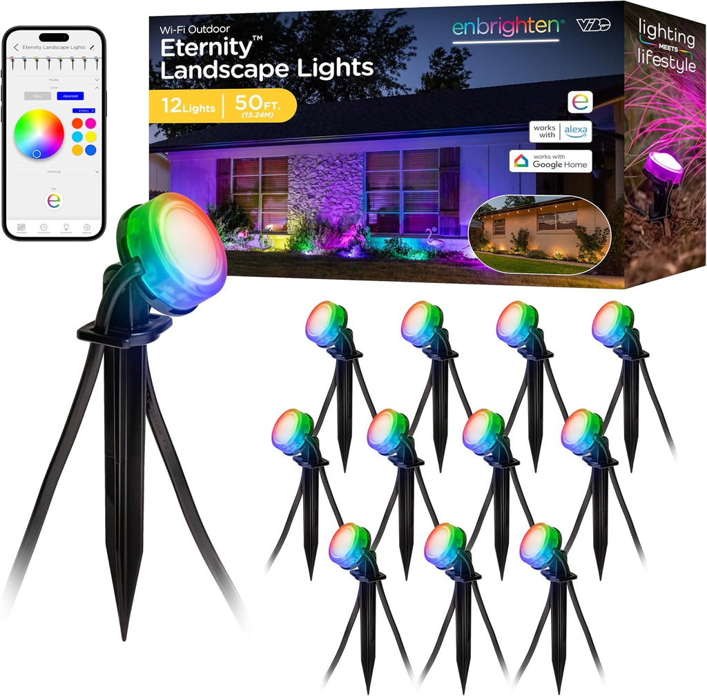 Enbrighten Vibe Eternity Garden Lights, 12 RGBWIC LEDs, Waterproof, Outdoor