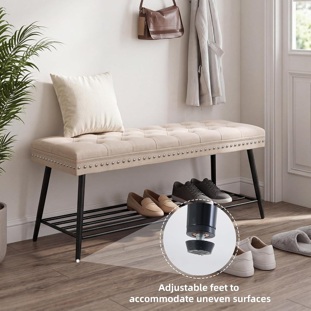 mistpople thick cushioned shoe bench, entryway bench with, package contents