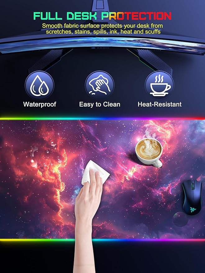 TopMade Wireless Charging Mouse Pad, RGB Gaming Mousepad Home Office Desk Pad