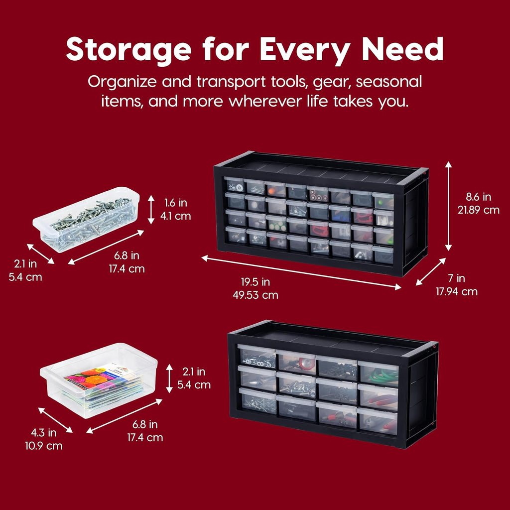 iris usa 32-drawer tool organizer, nuts & bolts shown in use