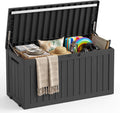 Outdoor Storage Box,130 Gallon Lockable Deck Box with Wheels,Black