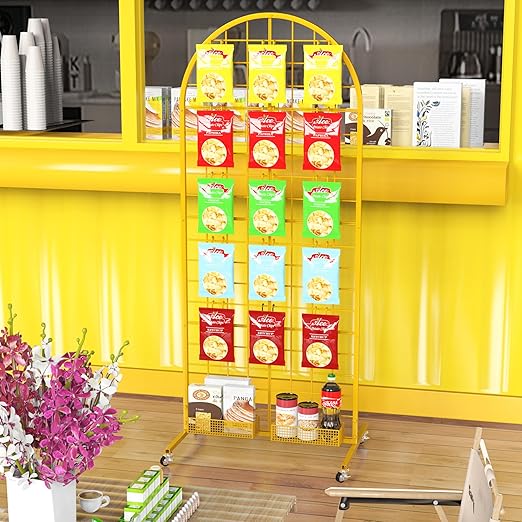 Asee'm Grid Wall Panels Display Stand 2' x 5.2' FT Gold Movable Wire Grid Wall