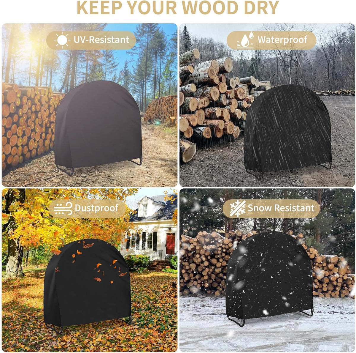 akefit 40 inch firewood log hoop cover, heavy on a desk or shelf
