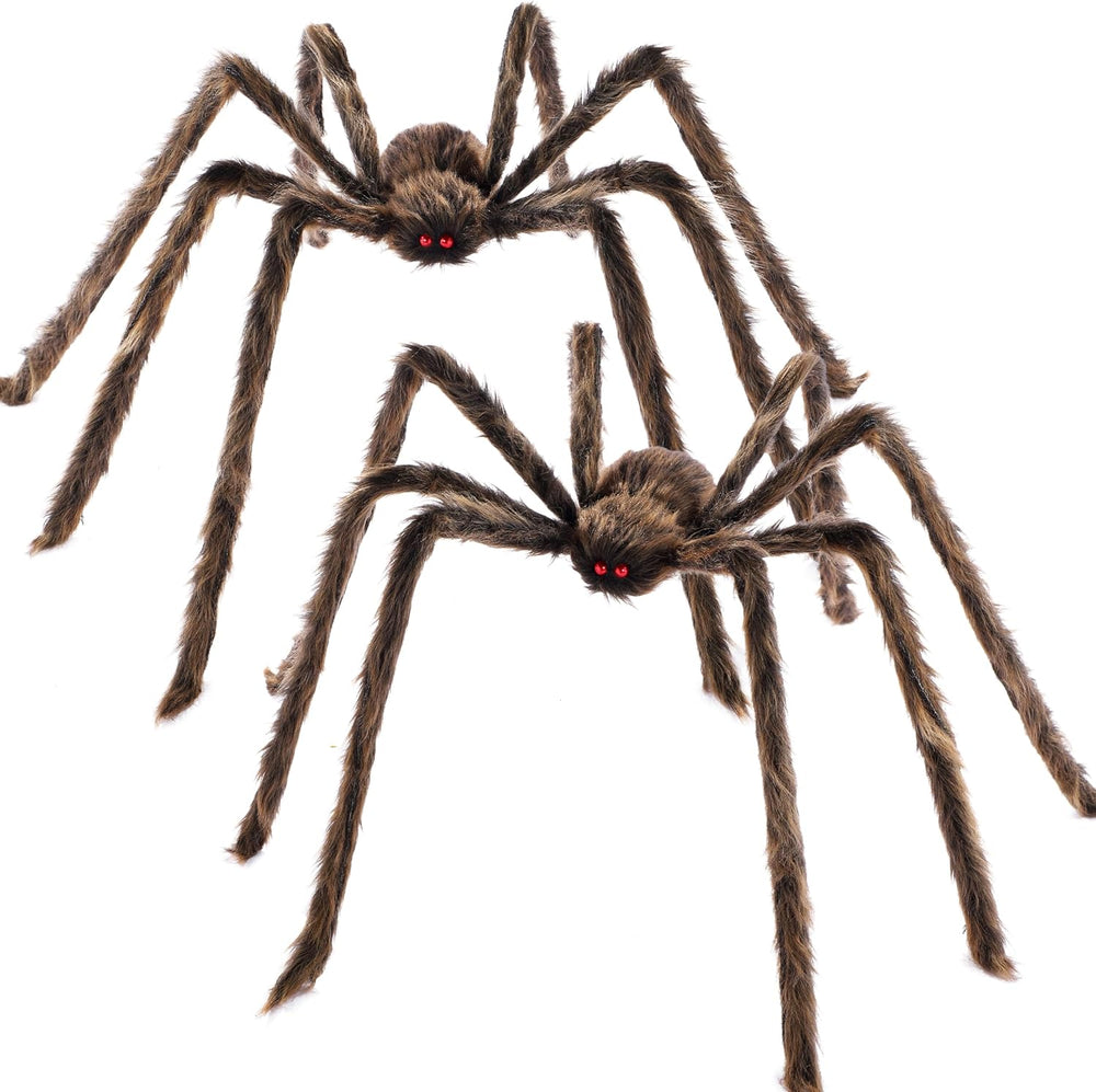 JOYIN 2 Pack 5 Ft Halloween Outdoor Decorations Hairy Brown Spider, Scary Fak...