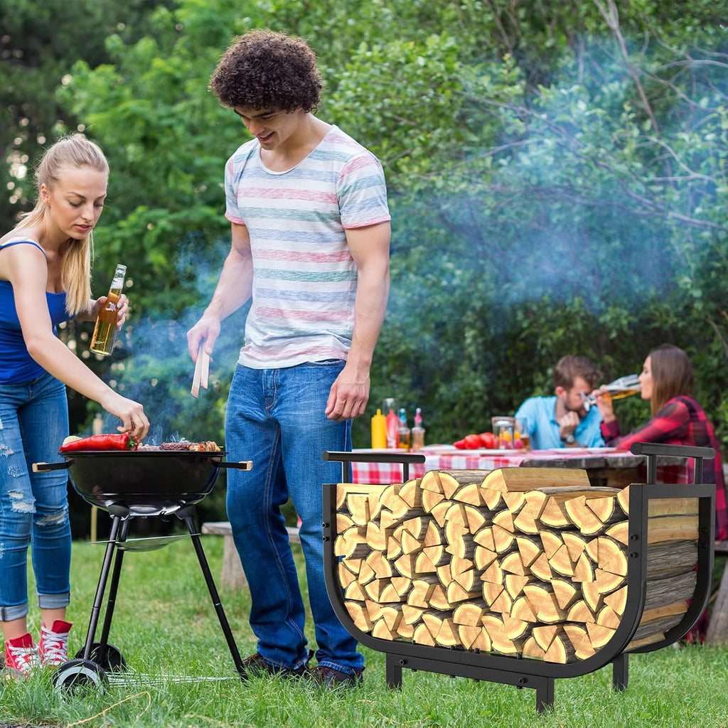 30” Outdoor Firewood Rack with Carrier Bag & Ergonomic Handles