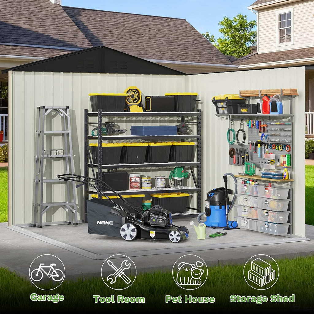 patiowell 8x8 ft storage shed, outdoor metal sheds, close-up detail