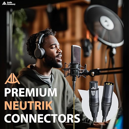 AA AUDIO ACCESSORY Gold Series Star Quad XLR Cables 1.5ft, Neutrik Connectors
