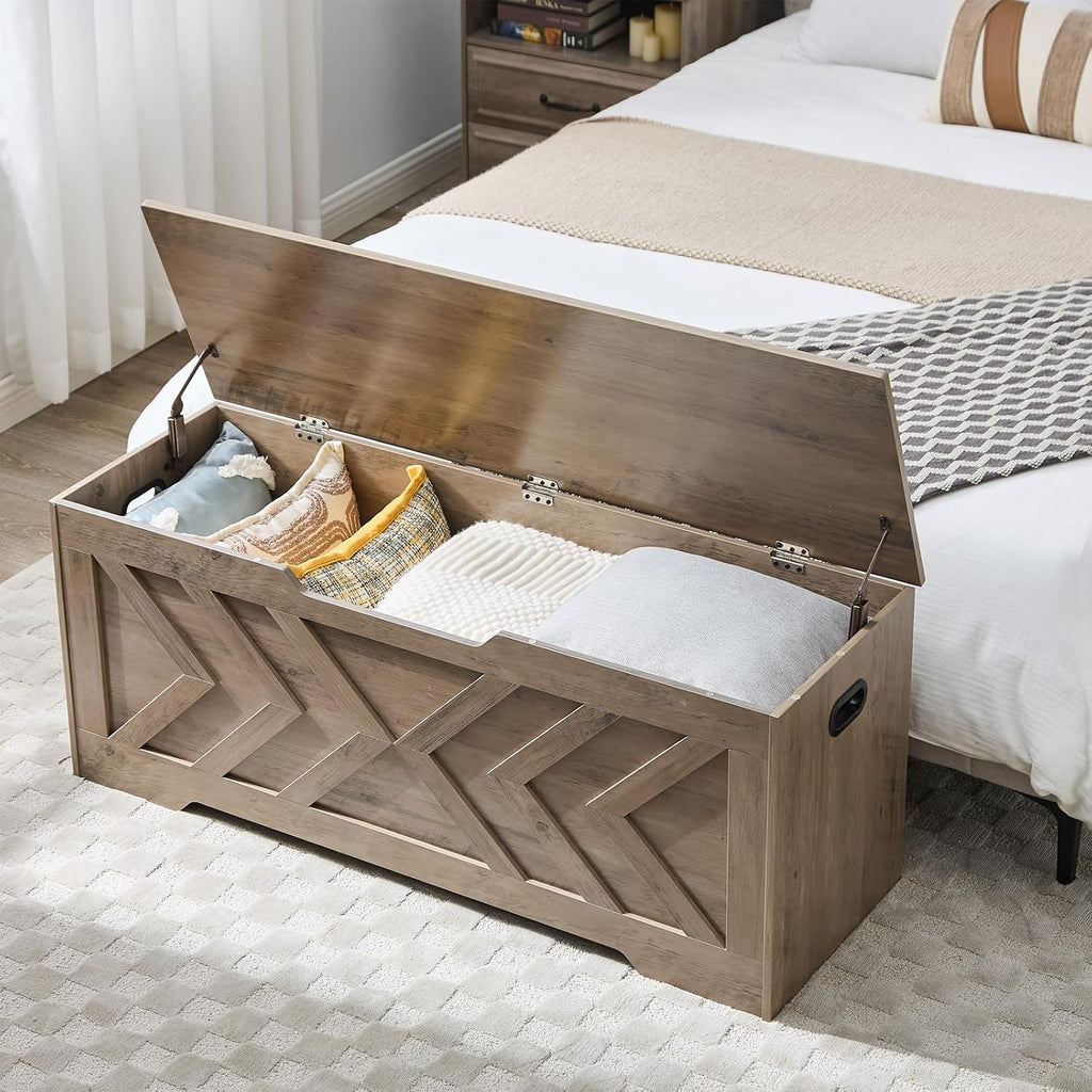 47.2” storage bench,extra large wooden storage chest with showing dimensions
