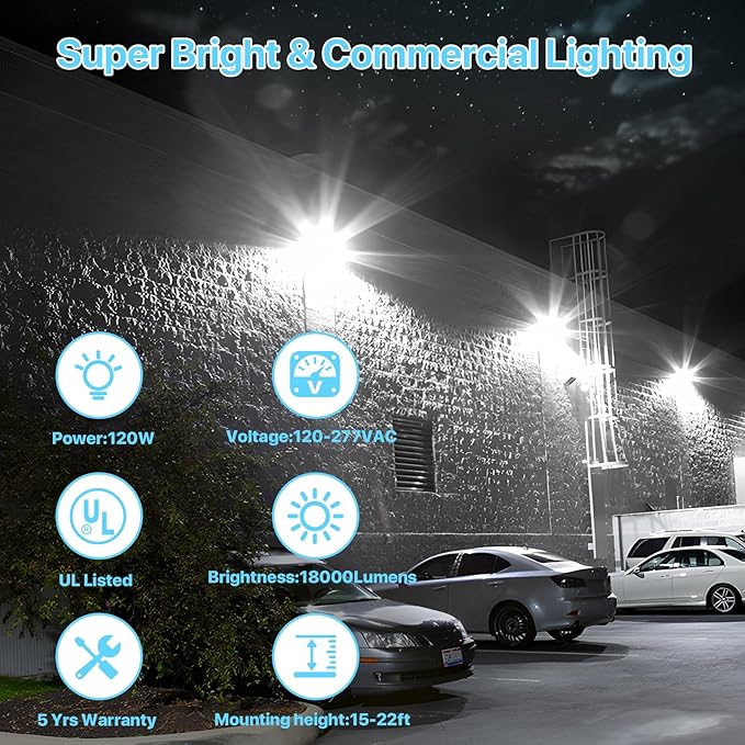 HYPERLITE LED Wall Pack Light: 120W 18000LM Glass Lens Wall Pack LED Exterior