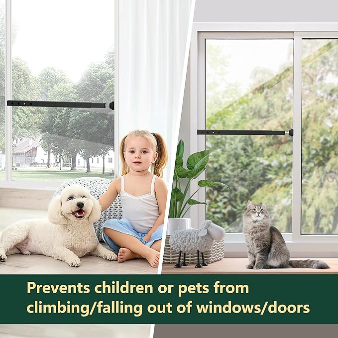 WooFog Adjustable Window Security Bars Vertical, Heavy Duty Sliding Patio Glass (4 PCS)