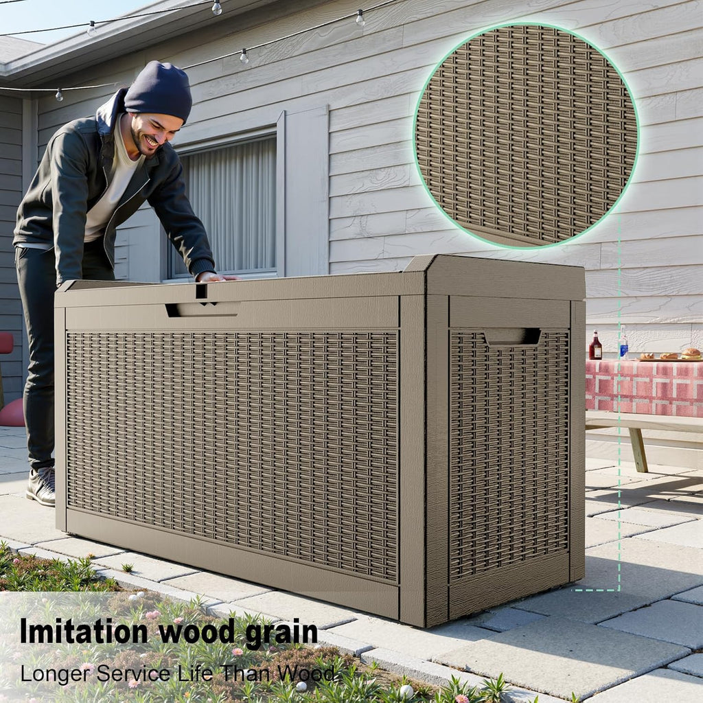 vixzen 70 gallon deck boxes outdoor waterproof, lockable, side view