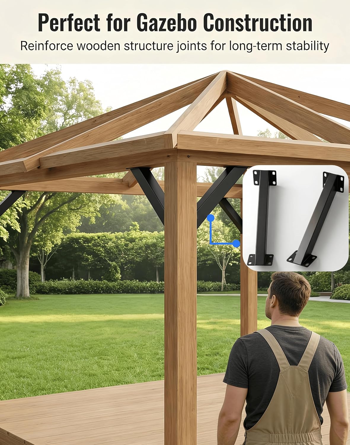 Heavy Duty Pergola Brackets Kit-8PC 45° Angle Support Brackets