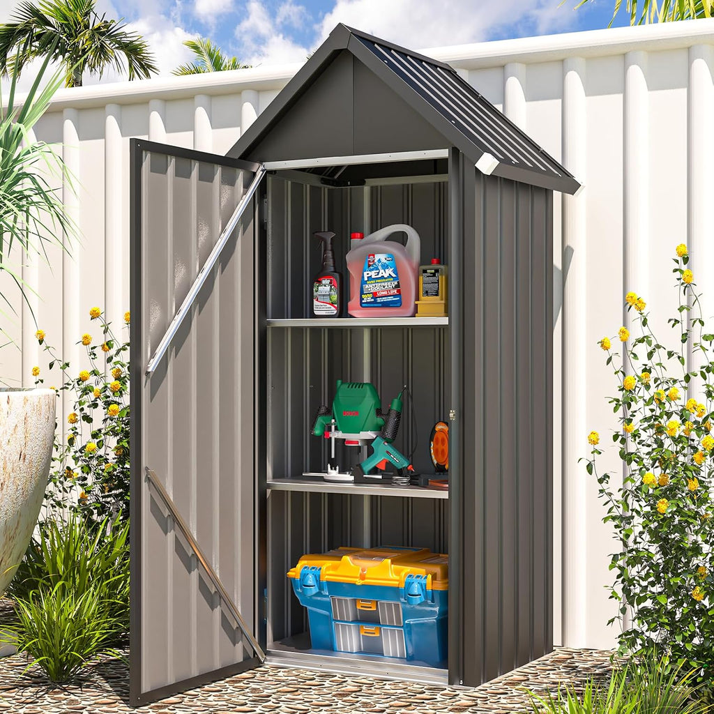 AECOJOY 70'' Tall Vertical Outdoor Storage Cabinet Waterproof with Shelves