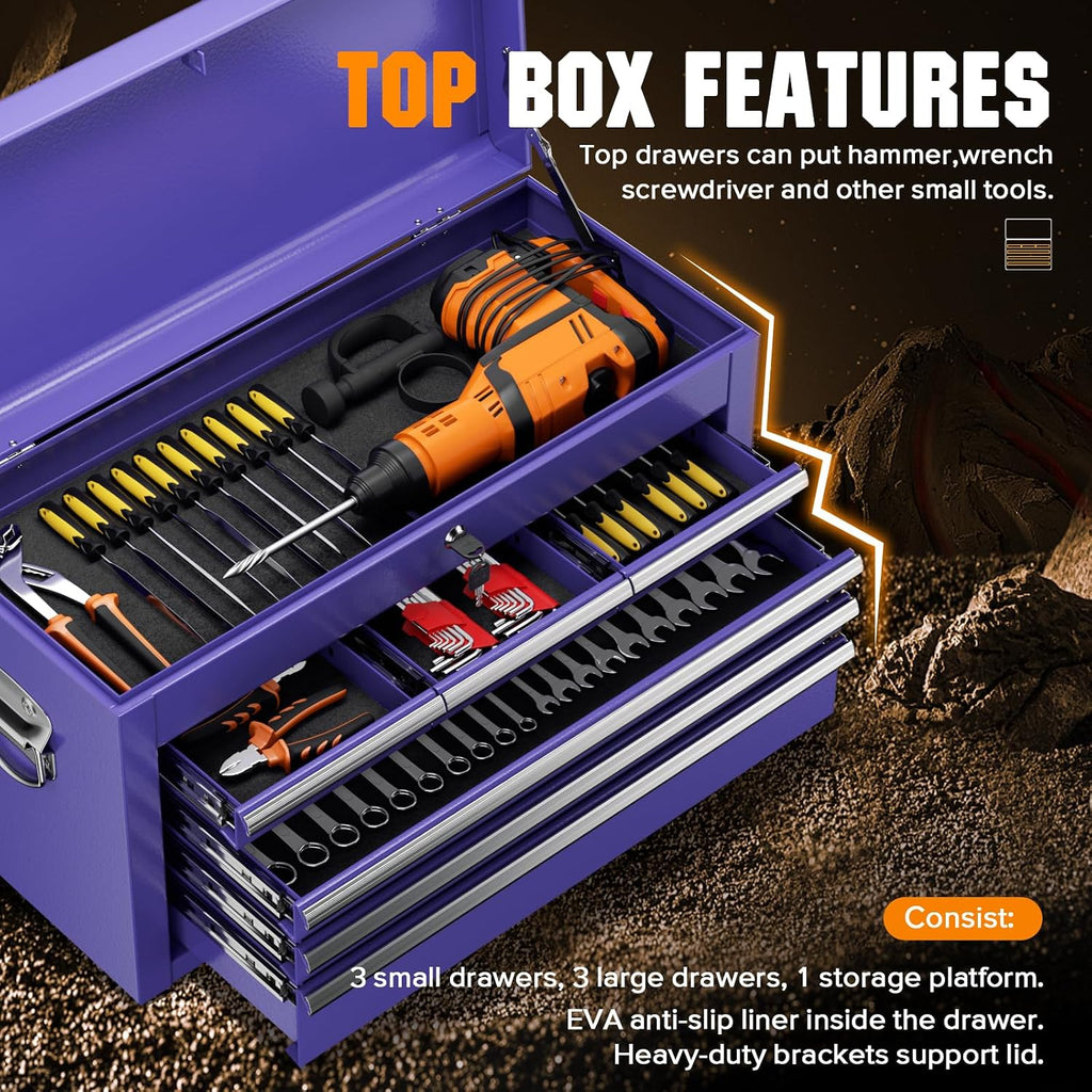 oakcloud lockable 8-drawer rolling tool chest & cabinet, side view