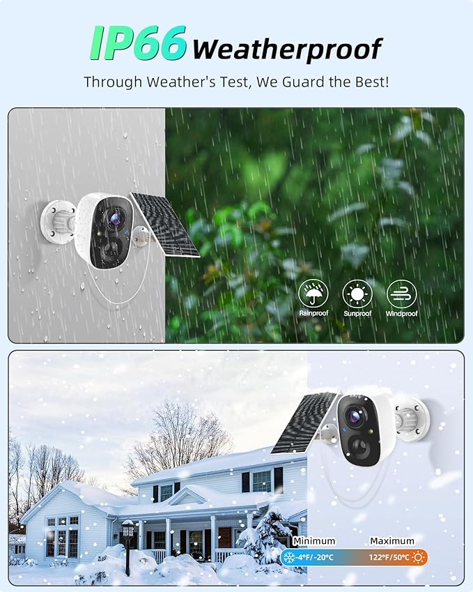 MaxiViz Solar Camera Outdoor Wireless, 2.4GHz Wi-Fi Security Camera