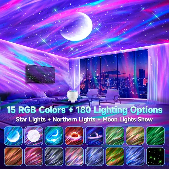 Galaxy Projector Northern Lights Projector, 180 Lighting Modes Galaxy Light