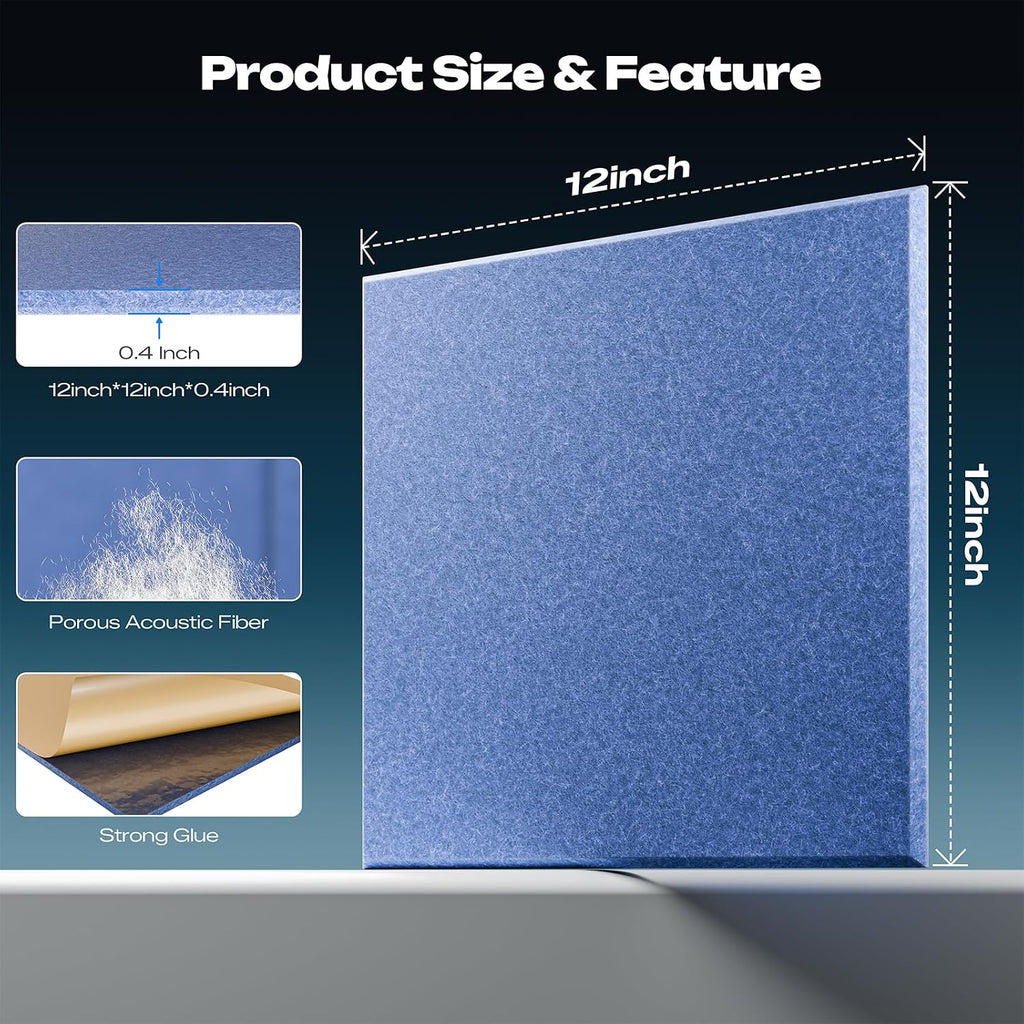 sonicism 12 pack acoustic wall panels, side view