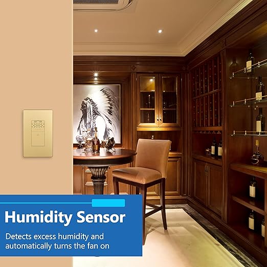 LIDER No Neutral Wire Required Humidity Sensor Switch, Automatic Humidity