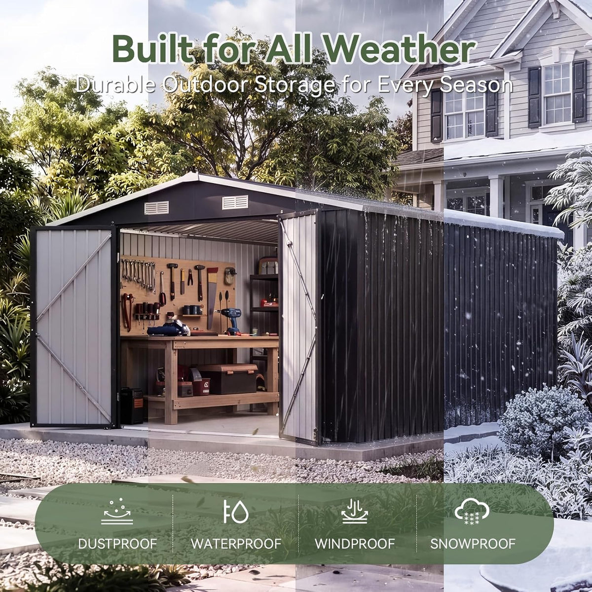 aoxun 10x12 ft shed outdoor storage shed with, package contents