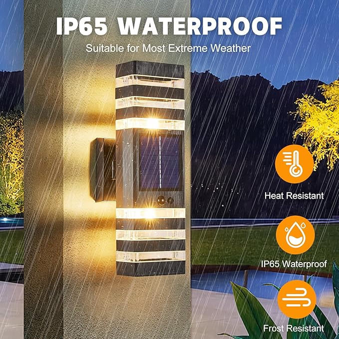 2 Pack Solar Outdoor Wall Lights