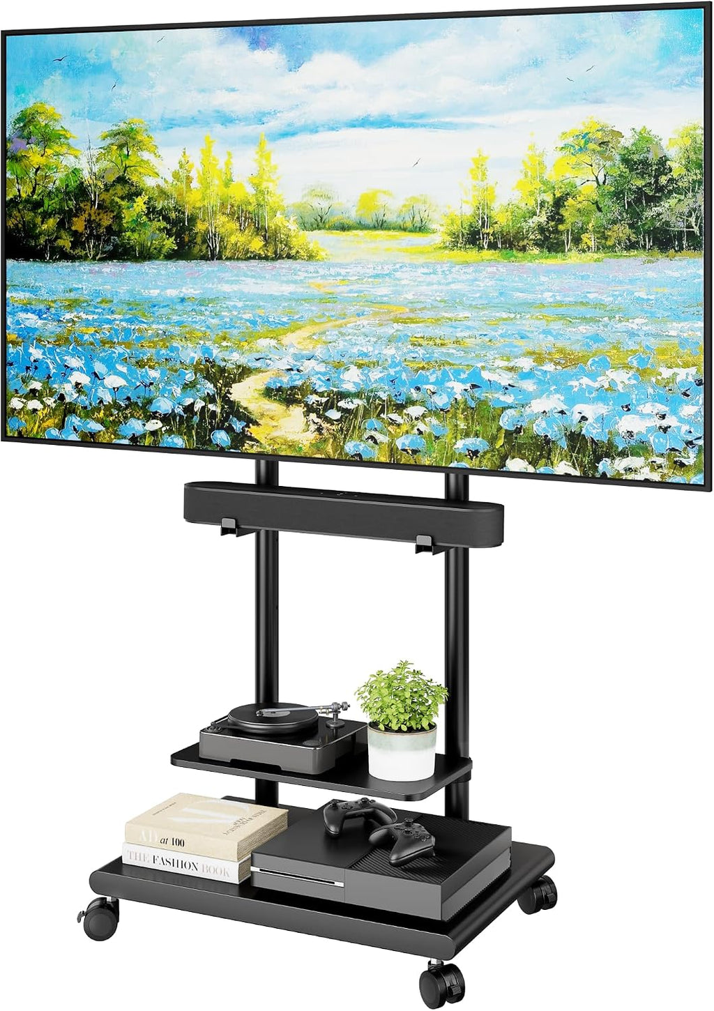 ECOTINY Steel Base Rolling TV Stand