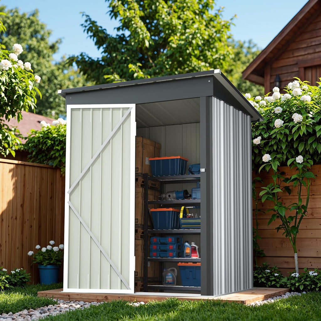 greesum outdoor storage shed 5 x 3 ft. shown in use