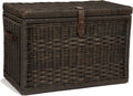 The Basket Lady Wicker Storage Trunk, L, Walnut Brown - fully assembled