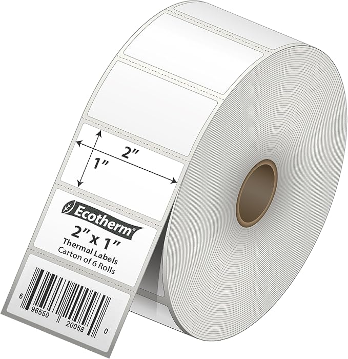 2"x1" Thermal Labels for Rollo, Offnova Label Printers and More (6 Rolls)