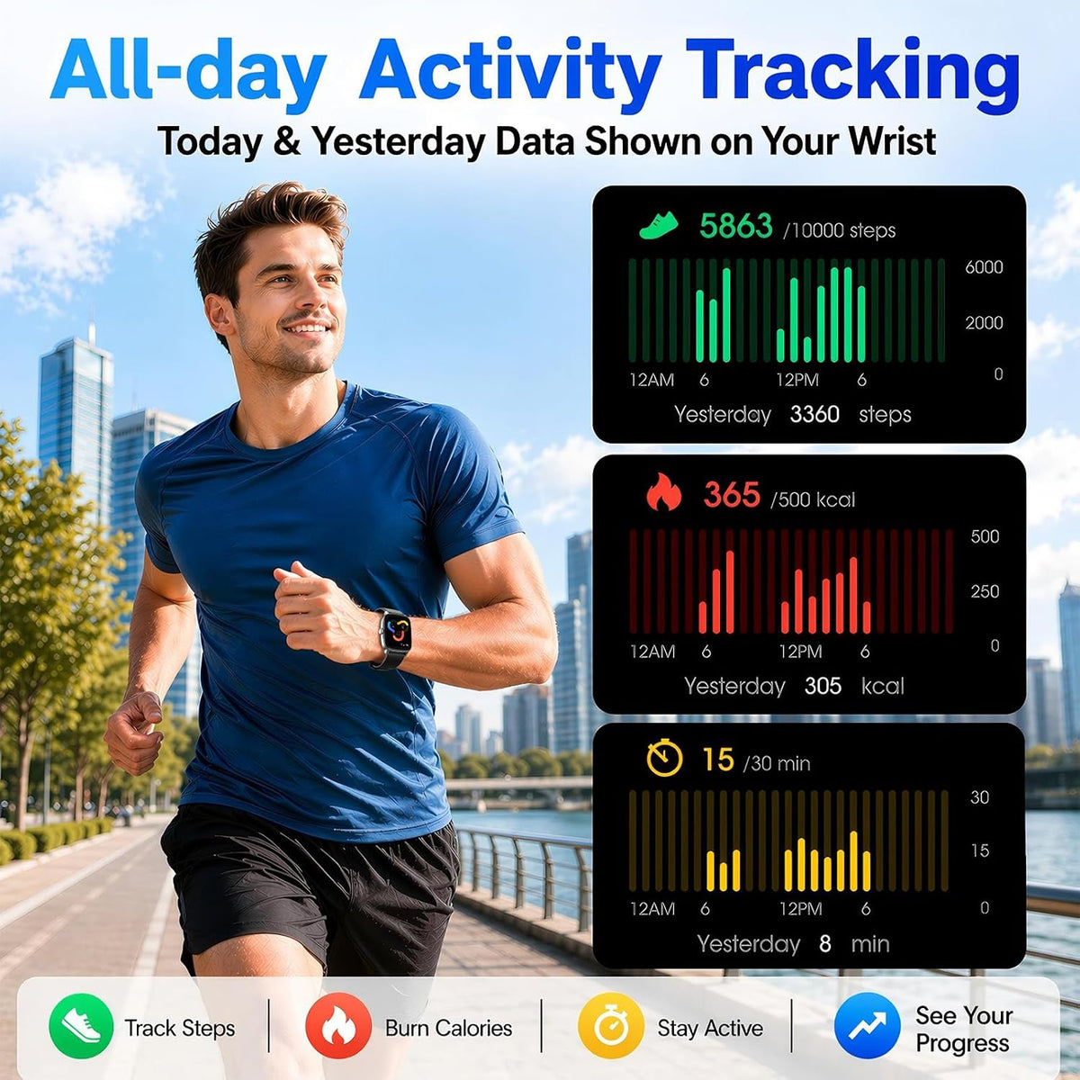 pedometer watch senior friendly no app no phone, close-up detail