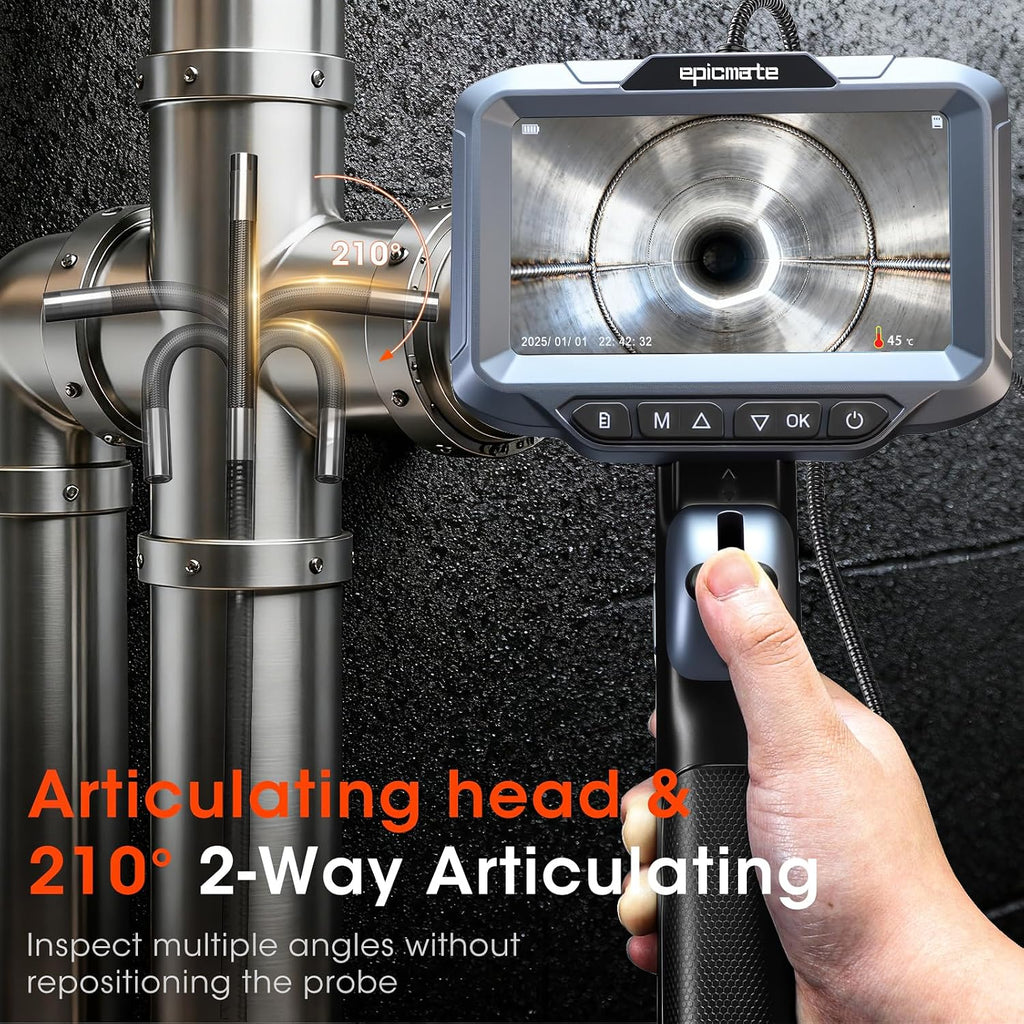 Articulating Borescope Camera with Light for Automotive,HVAC&Mechanics