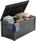 PatioZen 200 Gallon Deck Box Lockable Waterproof UV Resistant Black