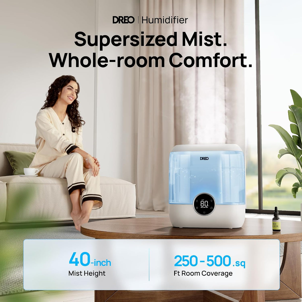 DREO 6L Top Fill Humidifiers for Bedroom, 60H Runtime 28 dB Quiet Supersized