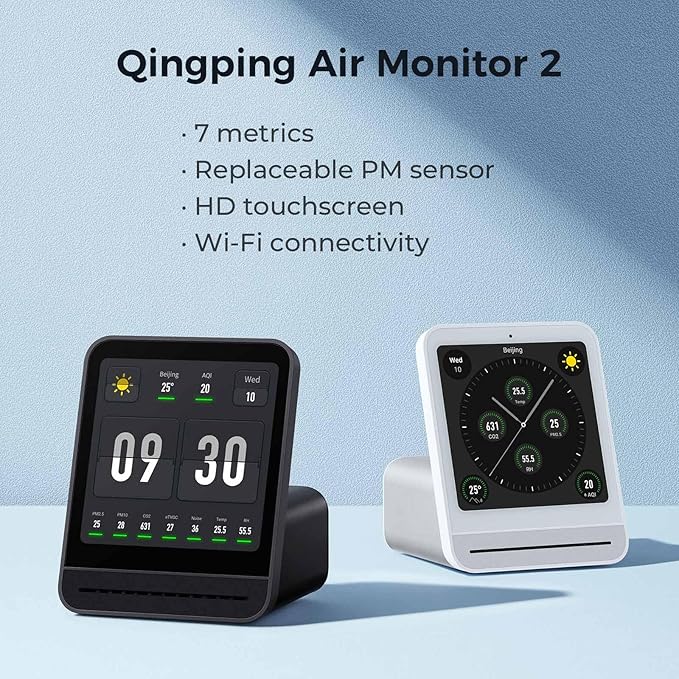Qingping Air Quality Monitor Gen 2, Air Quality Monitor Indoor Detects PM2.5