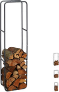 Relaxdays Firewood Rack, Log Stacking Aid, Steel, for in-and Outdoor Use, Wood Pile Shelf, Anthracite, 150 x 40 x 25 cm