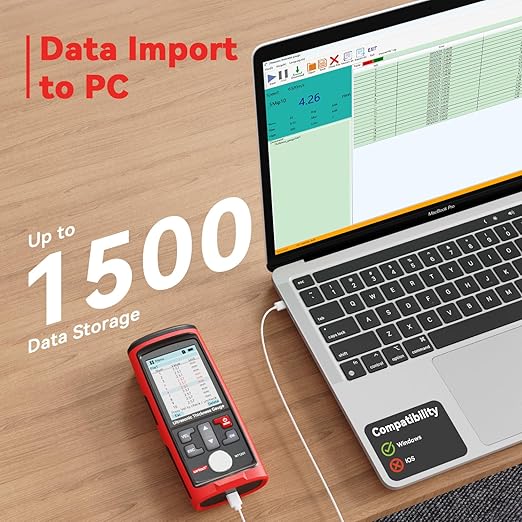 Wintact Digital Ultrasonic Thickness Gauge, Range 0.039 to 11.81 in