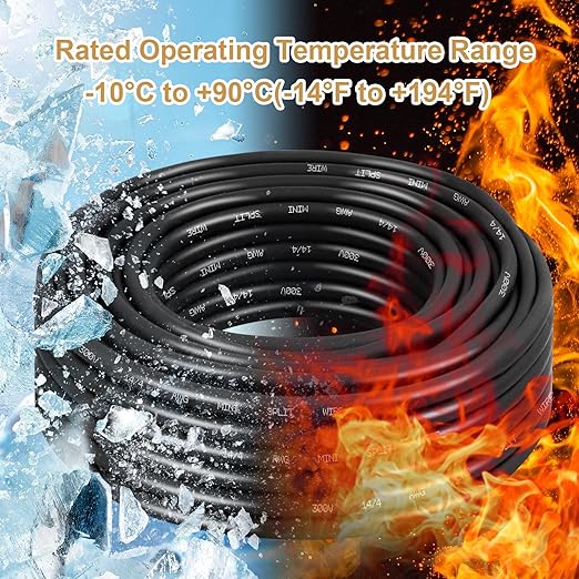 MOOKEERF 14/4 AWG Mini-Split Cable - 30FT 14 AWG 4 Conductor Control Cable 300V